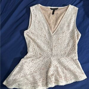 BCBGMaxAzria - Women’s - Cream Peplum Blouse -Lace - size S